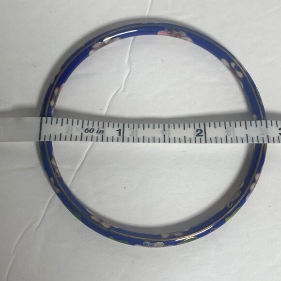 Vintage Cloisonné Enamel Bangle Bracelet Lot-Set of 3-Floral–Mixed Thickness - Picture 7 of 8